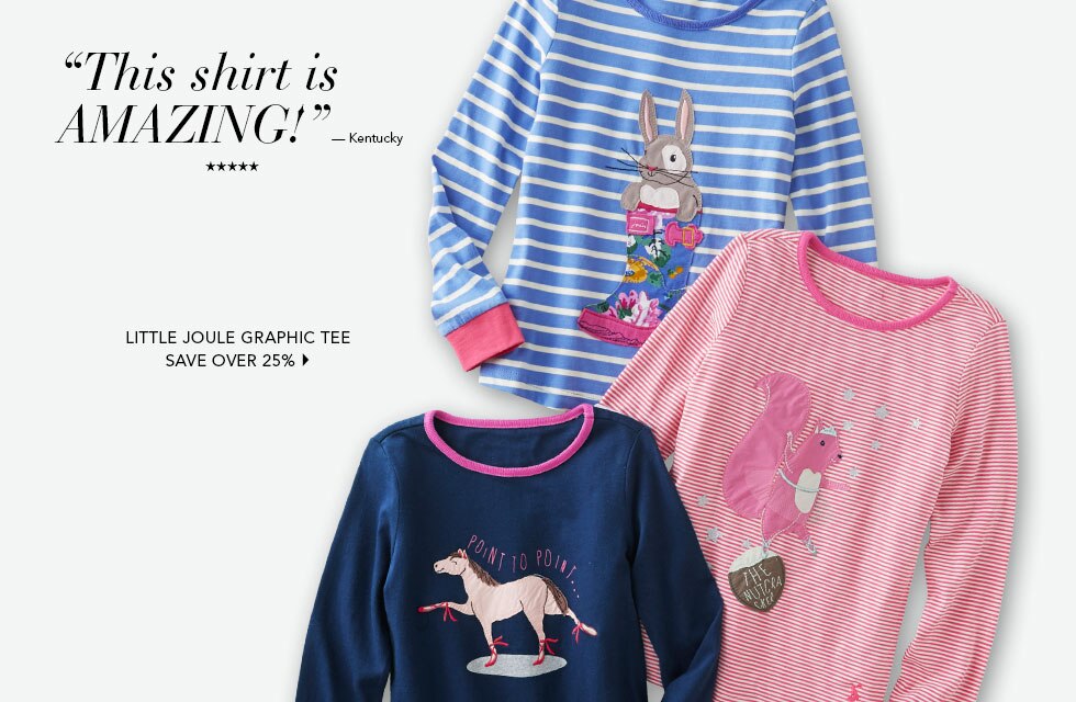 Garnet Hill Kids' Bedding and Girls' Clothing Catalog. Girls' Little Joule Graphic Tee - Save Over 25%.