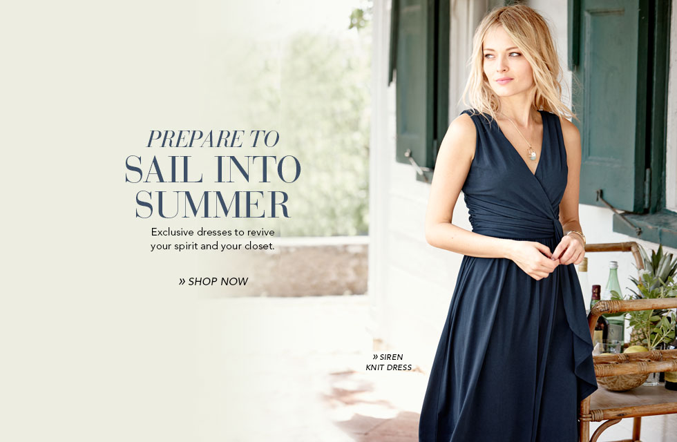 Garnet Hill Bedding and Women's Clothing Catalog. Sail into Summer with our Exclusive Women's Dresses. Siren Knit Dress.