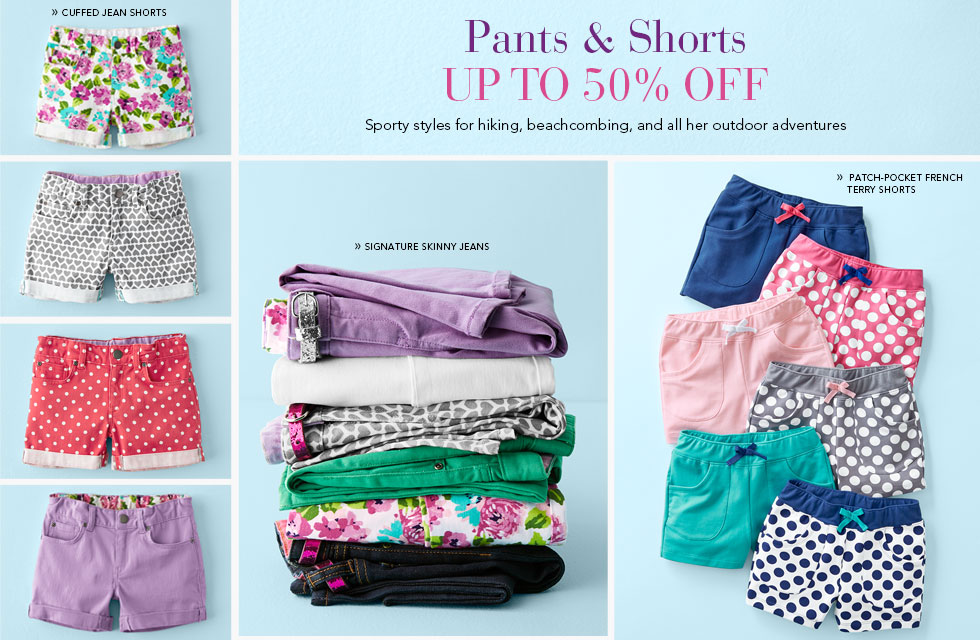 Garnet Hill Kids' Bedding and Girls' Clothing Catalog. Girls' Pants and Shorts - Up to 50% Off. Girls' Cuffed Jean Shorts. Girls' Signature Skinny Jeans. Girls Patchwork Terry Shorts.